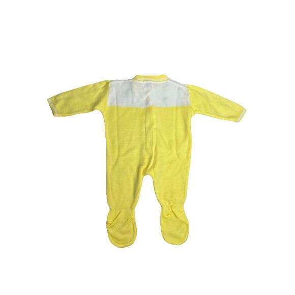 Vintage Soft Spun Baby Infant Yellow One Piece Floral Size 0-3 Months - Picture 2 of 8